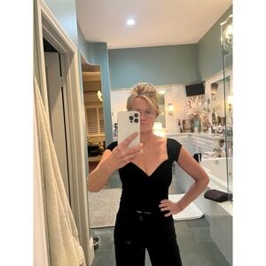 Black Velvet Corset Top Y2 Sweetheart Neckline Cap Sleeve Gold Back Zip